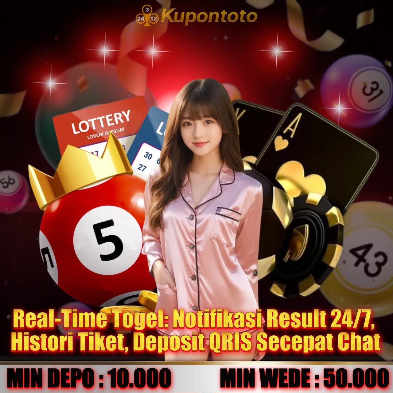 KUPONTOTO Real-Time Togel 🙆 Notifikasi Result 24/7, Histori Tiket, Deposit QRIS Secepat Chat